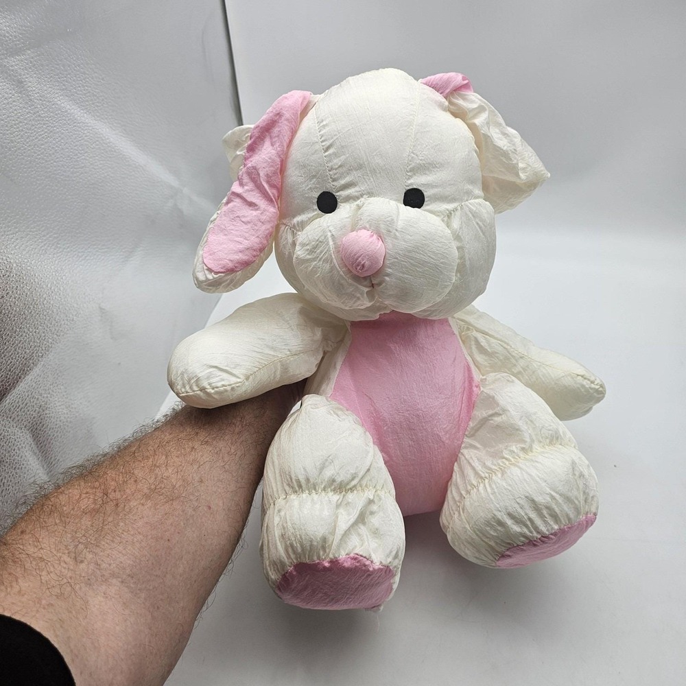 Commonwealth Bunny Rabbit Plush Stuffed 20" White Pink Easter Washable